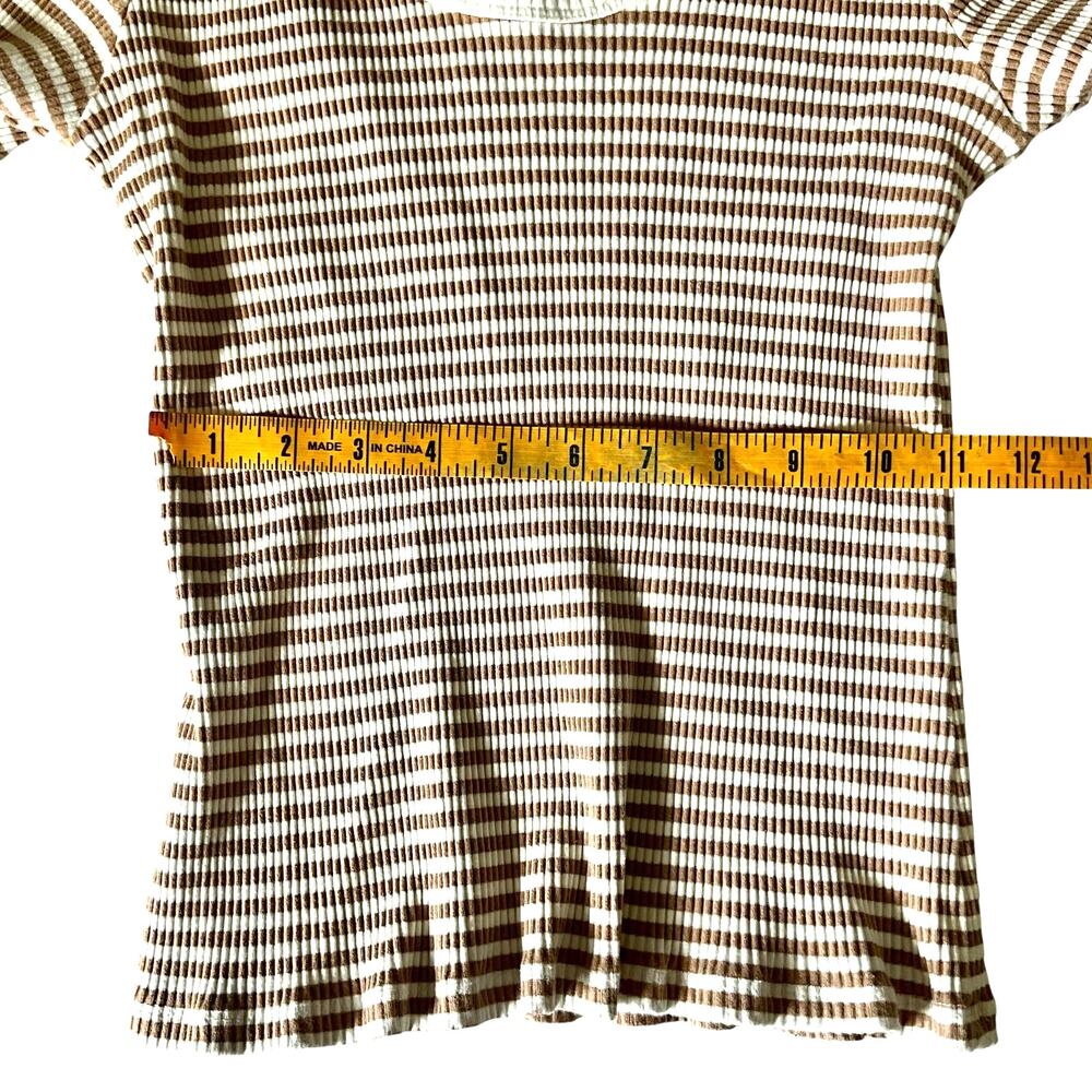 MNG Two-Color Striped Ribbed Blouse: Modern - Picture 6 of 7